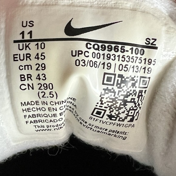 Nike Air Max 1 SE White Black Gum Running Shoes CQ9965-100 Mens Size 11 - Picture 10 of 10